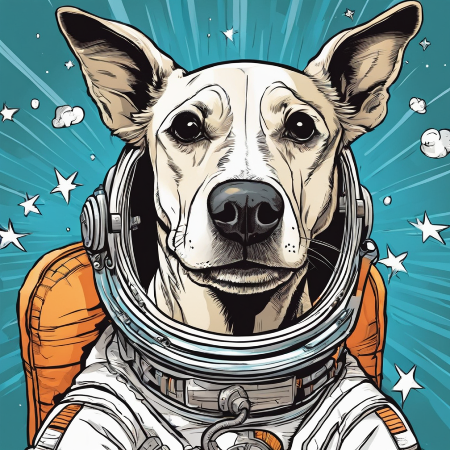 ilustração de um cachorro vira-lata astronauta